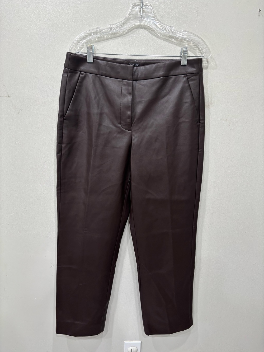 J. Crew Kate Faux Leather Trouser Brown Pants Women’s Size 10